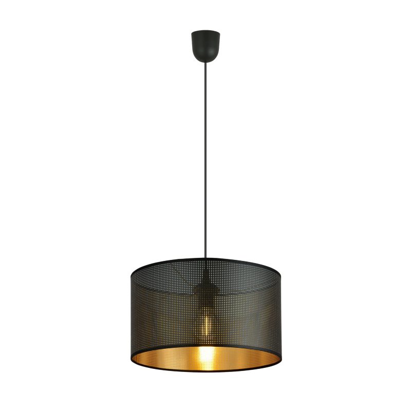 Emibig Skive rundes Schwarz mit Gold in auffälligem Metall-Hängelampenrohr 1x E27