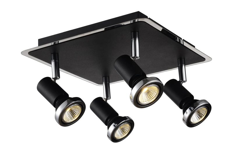 Fantasia Xzibit Deckenleuchte quadratisch schwarz-chrom 4x GU10