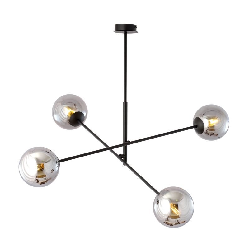 Emibig Kalundborg medium hanging lamp black with 4 smoked E14 glasses