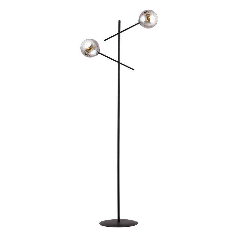 Emibig Schwarze Stehlampe Kalundborg mit 2 rauchfarbenen E14-Gläsern