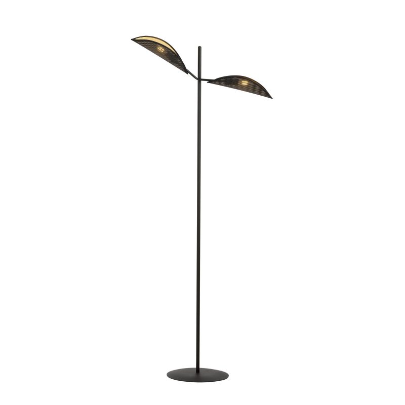 Emibig Lampada da terra Skanderborg nera e dorata con foglie metalliche cadenti 2x E14