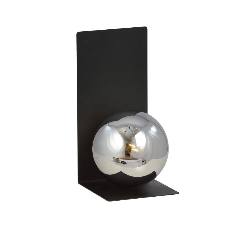 Emibig Aplique de pared en forma de L Rudersdal negro con bombilla ahumada en vidrio E14