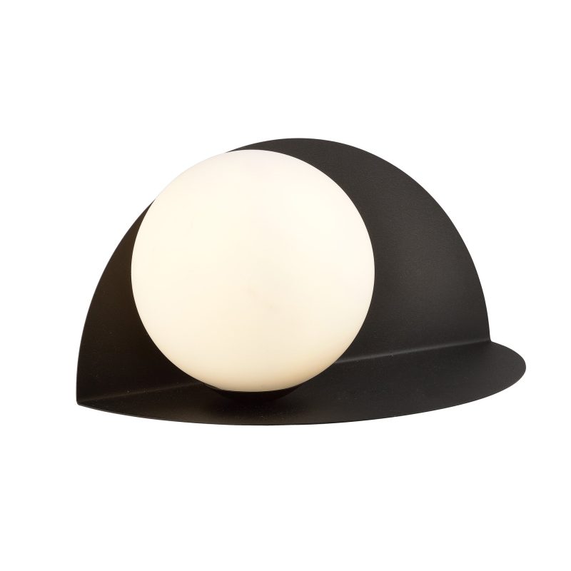 Emibig Aplique de pared semicircular Rudersdal negro con bombilla blanca de vidrio E14