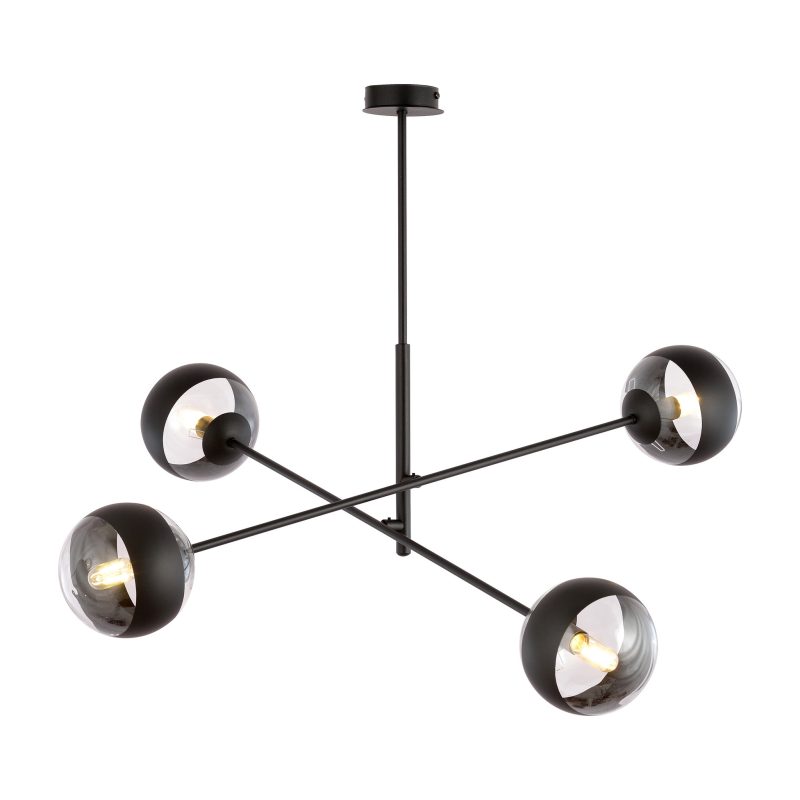 Emibig Vordingborg lampada a sospensione media nera con 4 lampadine in vetro striate E14