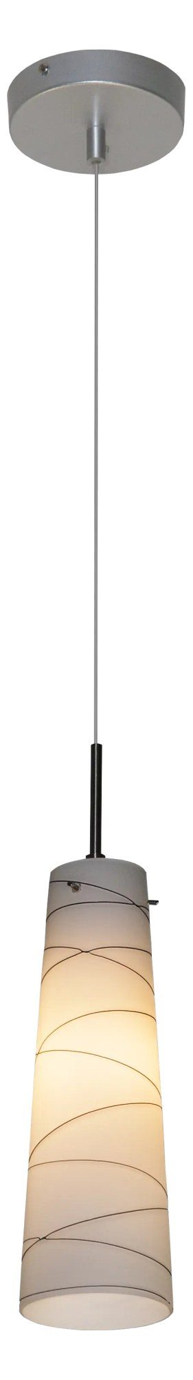 Fantasia Gylia hanglamp van glas, wit met motief, E27 fitting