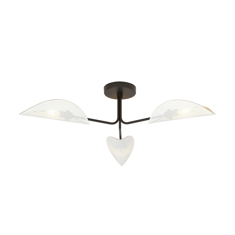Emibig Lampada da soffitto Thisted nera con finitura metallica bianca e dorata 3x E14