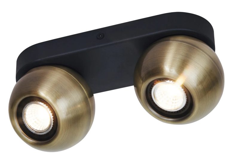 Fantasia Triton plafonnier 2 spots orientable noir/or GU10 excl.