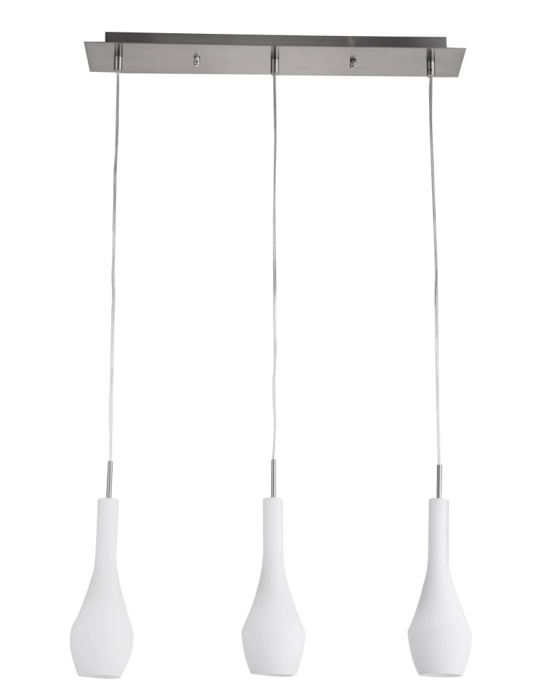 Fantasia Botelo lampada a sospensione bottiglia vetro opaco nichel/bianco E27x3