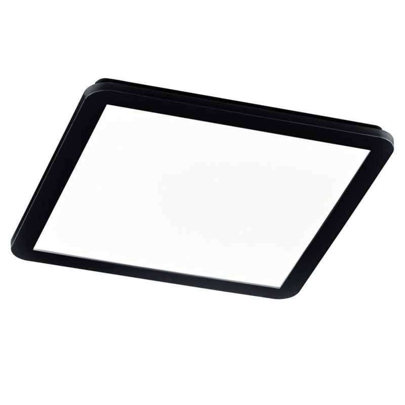 Trio Lighting Lámpara de techo 40cm cuadrada negra 22W 3000K regulable con interruptor normal