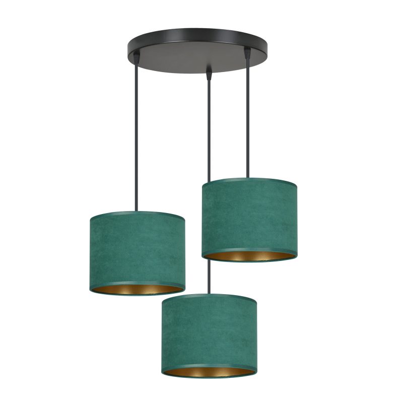 Emibig Fredensborg lampada a sospensione 3 lampade verde paralumi rotondi 3x E27