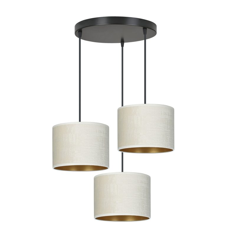 Emibig Jammerbugt lampada a sospensione 3 lampade beige paralumi rotondi 3x E27