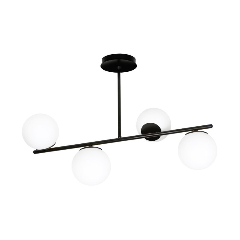 Emibig Odder lampada a sospensione nera 4 lampade con bulbi bianchi latte E14