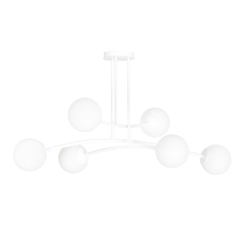 Emibig Lemvig witte design hanglamp met wit glas 6 lampen E14