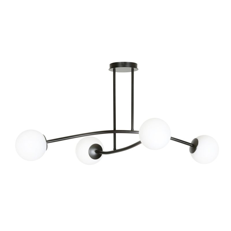 Emibig Lemvig einfache Pendelleuchte schwarz mit weißem Glas 4 Lampen E14