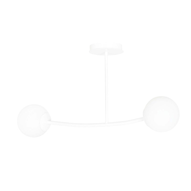 Emibig Lemvig petite lampe suspendue courbée blanche avec boules en verre blanches E14
