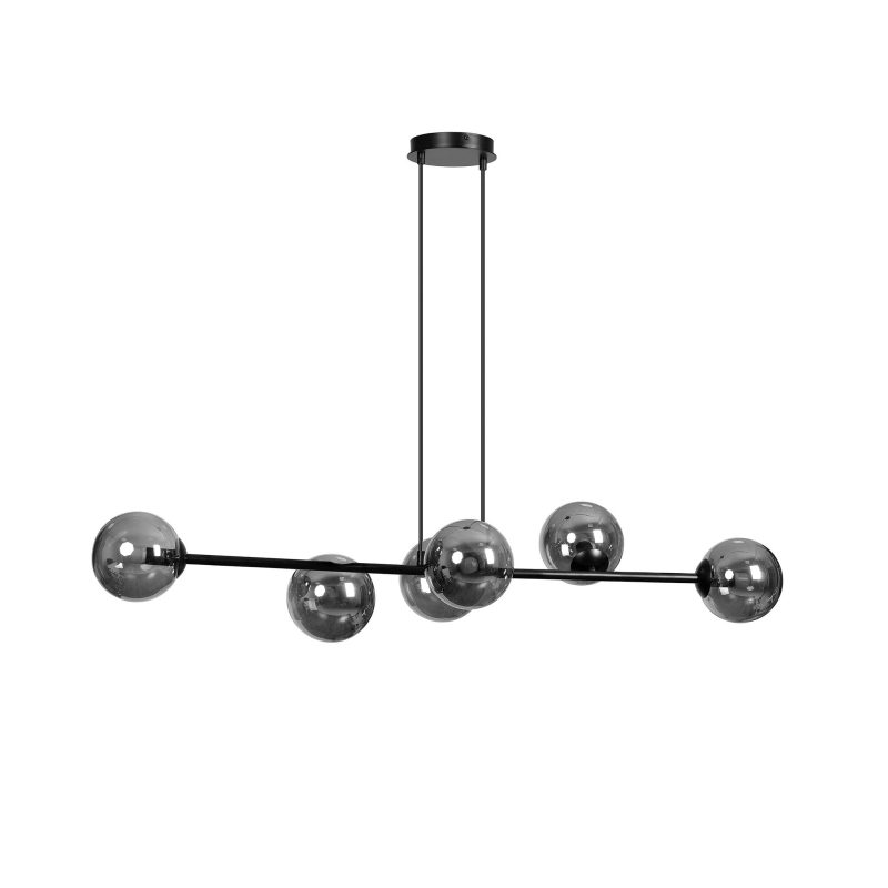Emibig Lampada a sospensione nera media Herlev con 6 lampadine nere fumé E14