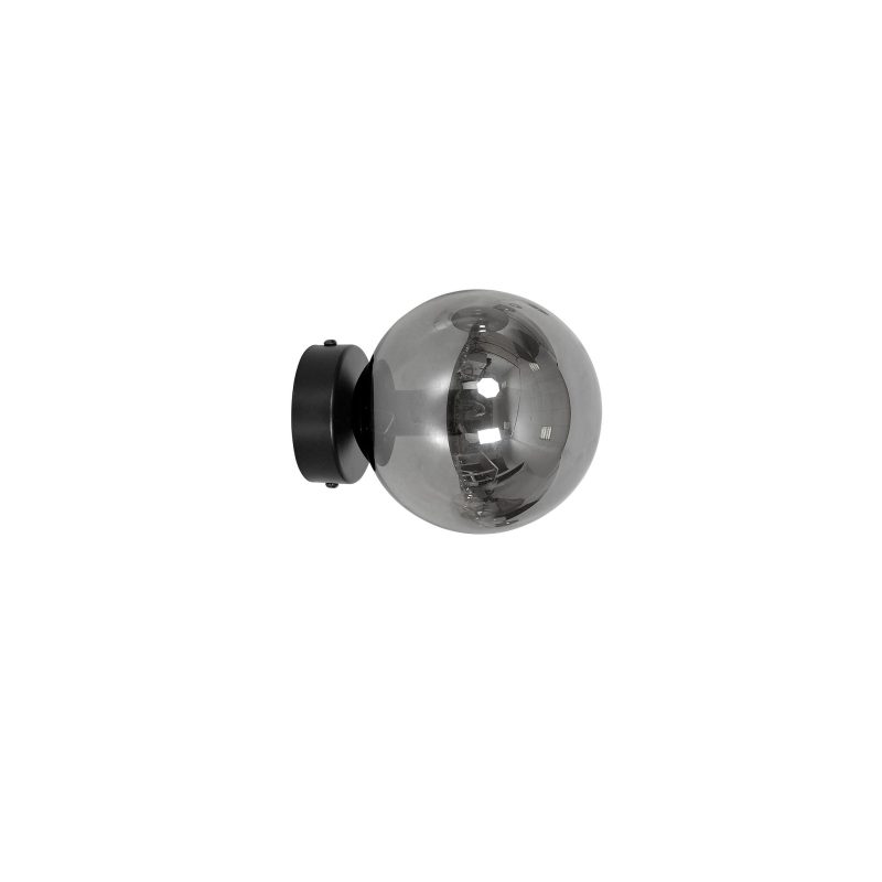 Emibig Stevns schwarze Wandlampenkugel aus Rauchglas 1x E14