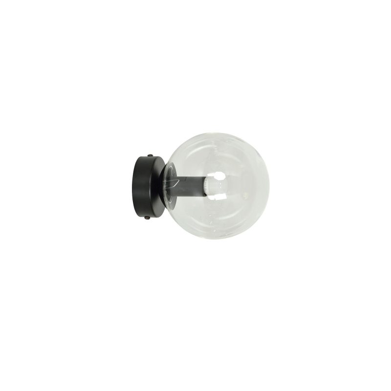 Emibig Applique murale sfera nera in vetro trasparente 1x E14