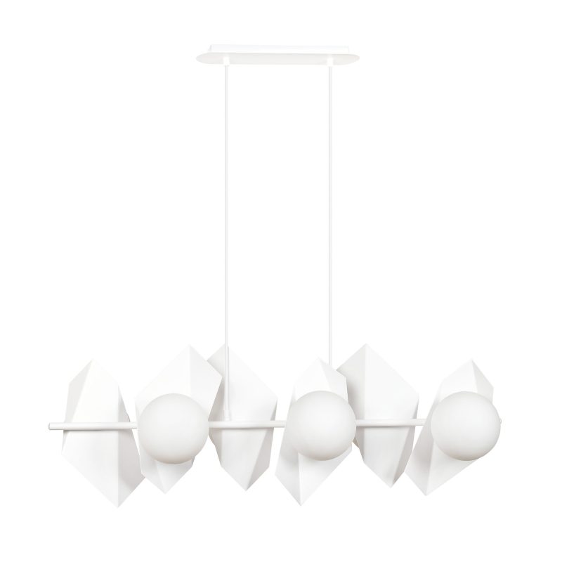 Emibig Lampada a sospensione bianca Assens con lampadine in vetro satinato 6x E14