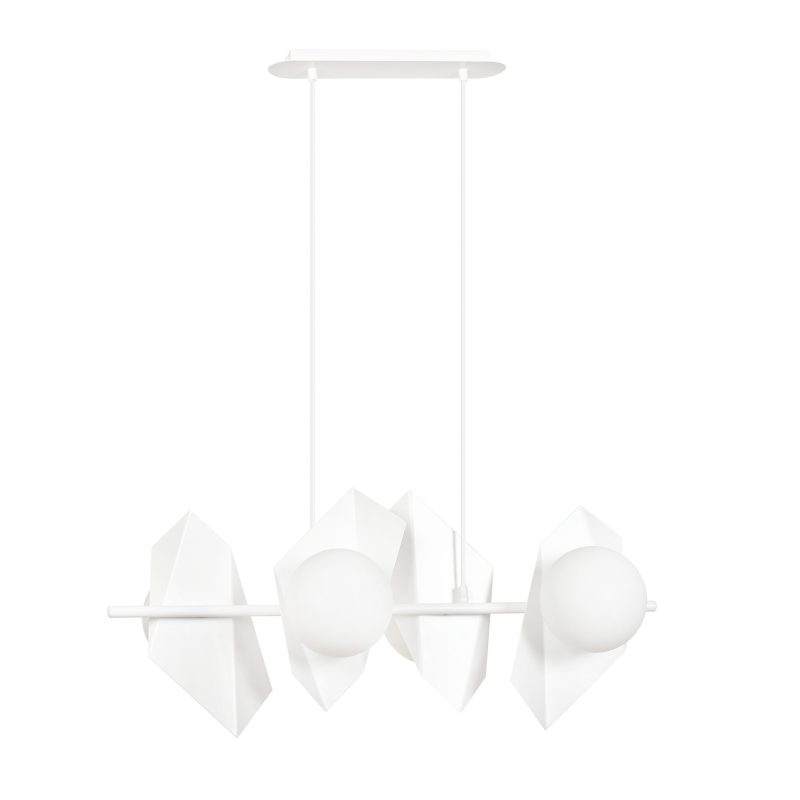 Emibig Lampada a sospensione bianca Assens con 4 lampadine in vetro satinato E14