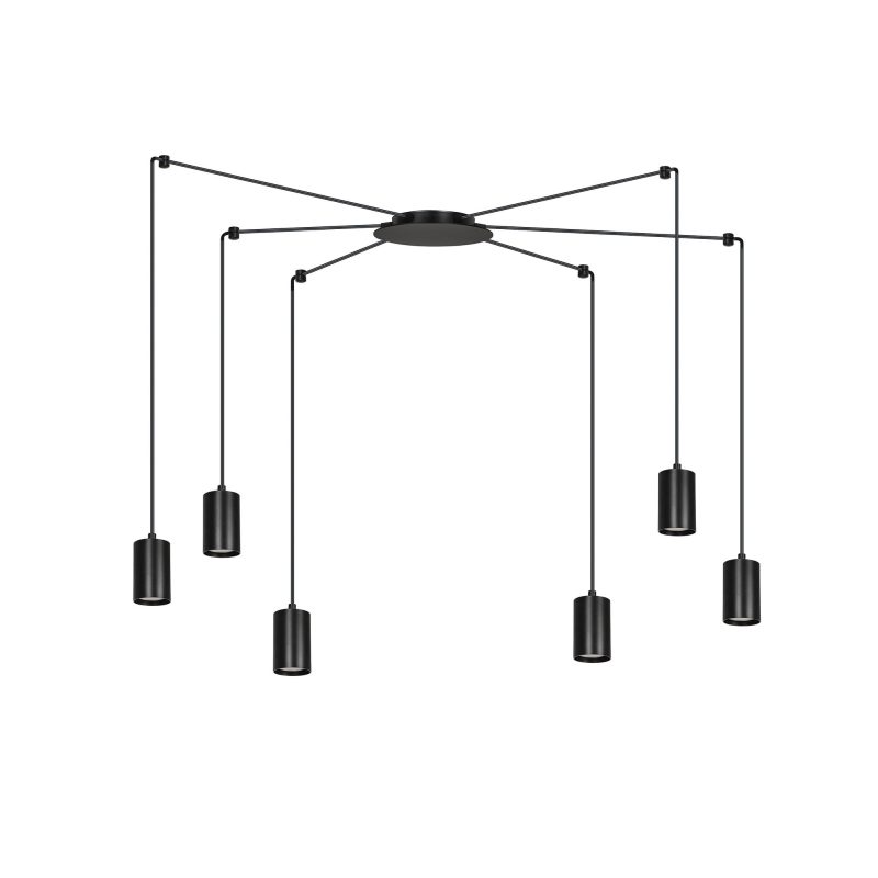 Emibig Vantaa black adjustable spider hanging lamp with 6 black tubes metal GU10
