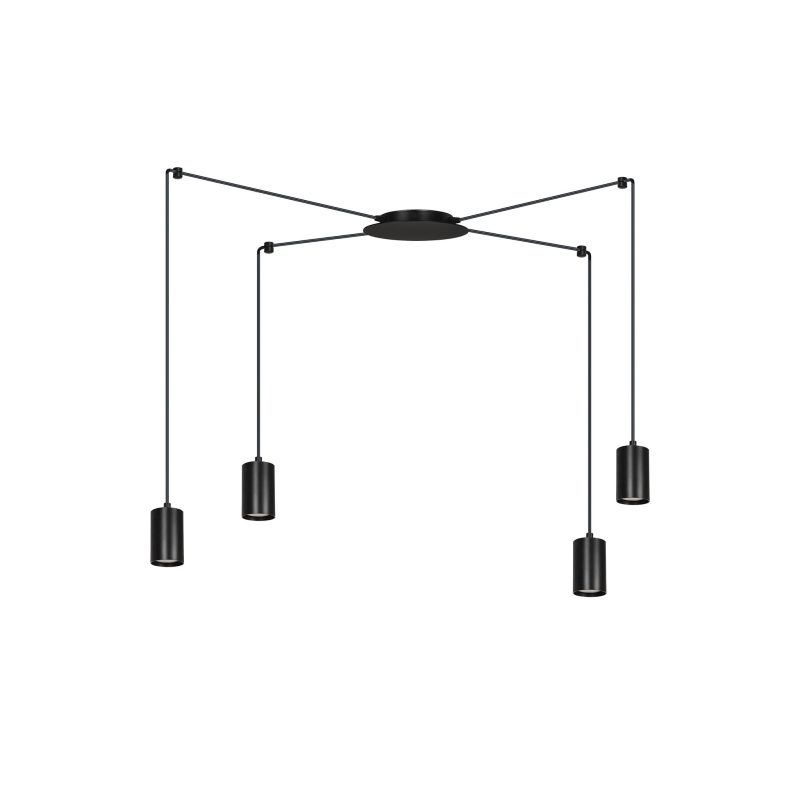 Emibig Vantaa lampe suspendue araignée noire moyenne avec 4 tubes noirs en métal GU10