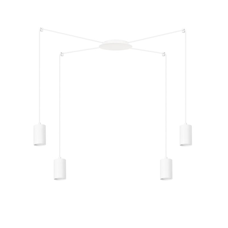 Emibig Vantaa medium witte spider hanglamp met 4 witte kokers metaal GU10