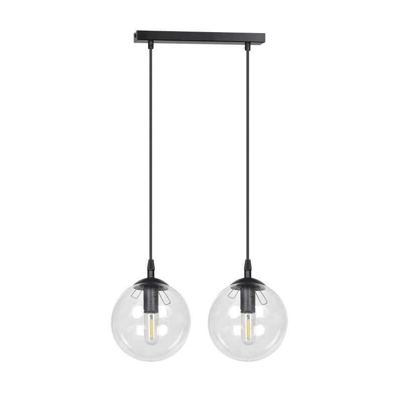 Emibig Lampe suspendue noire Billund double avec ampoule transparente 14 cm pour lampe E14