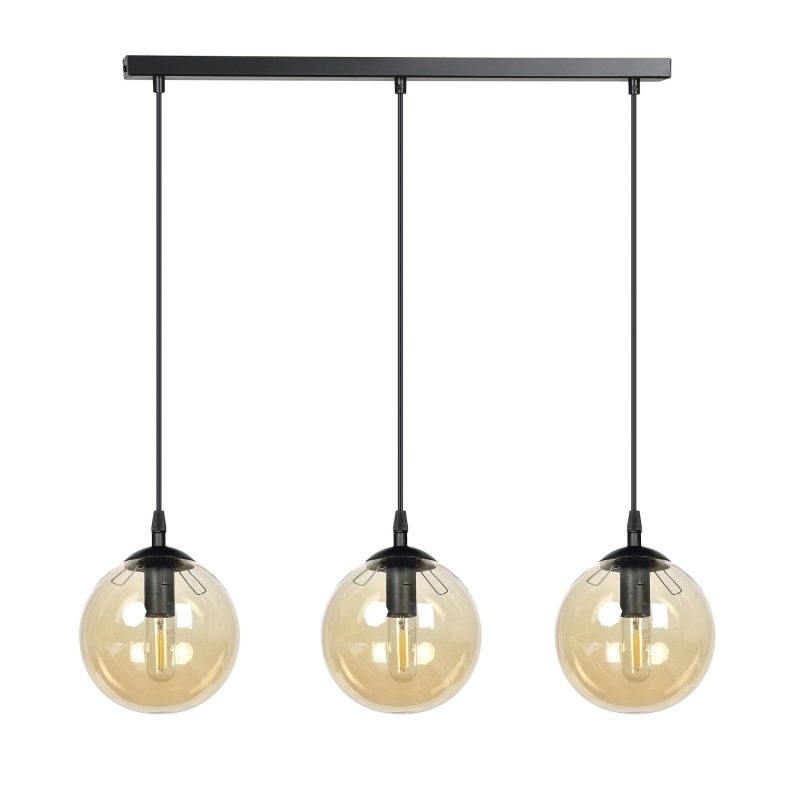 Emibig Billund 3 lampada sfera ambra 14 cm sospensione con altezza regolabile 3x E14