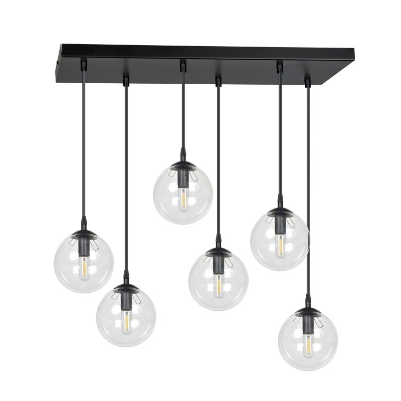Emibig Glostrup fallende Kugeln für Esstisch transparent 14 cm mit E14-Lampen