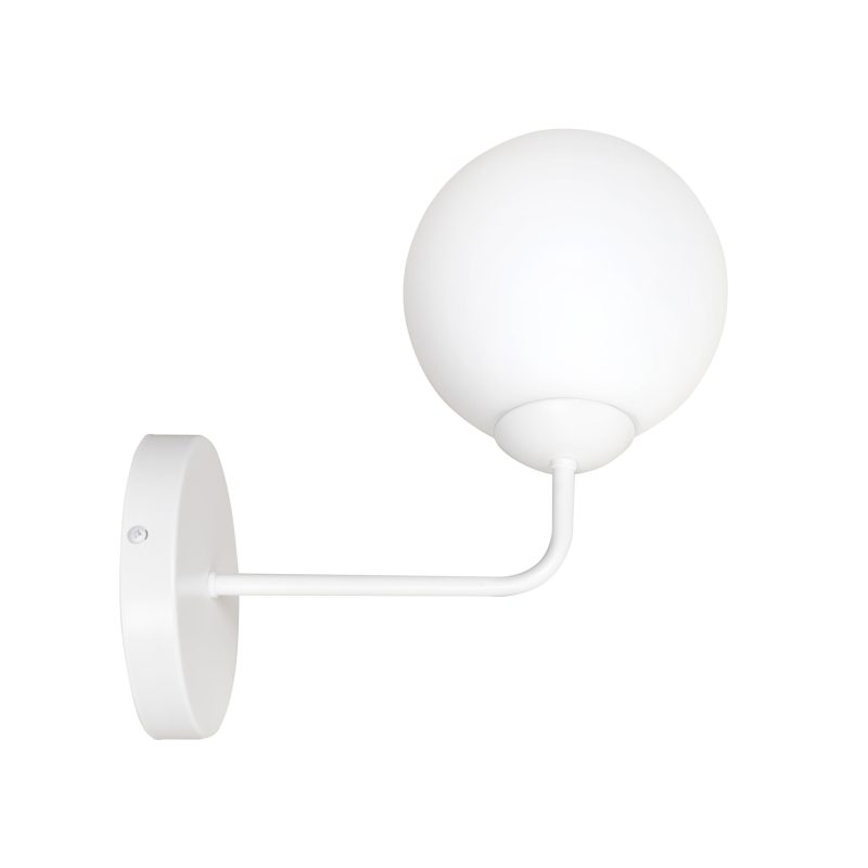 Emibig Lahti lampe murale blanche simple avec verre blanc 1x E14