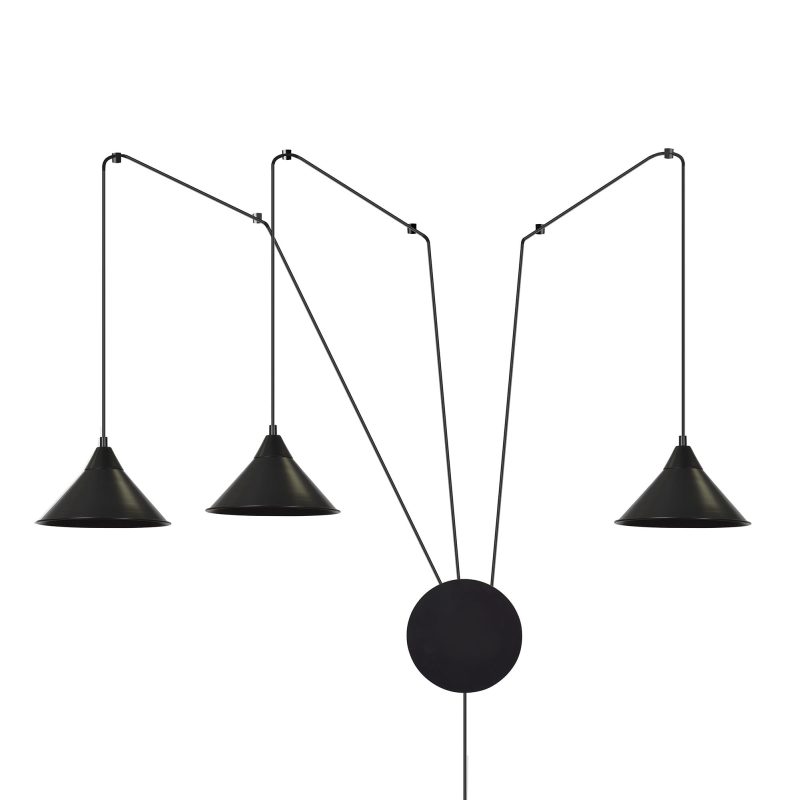 Emibig Joensuu 3L lámpara de pared lámpara colgante negra 3x E27