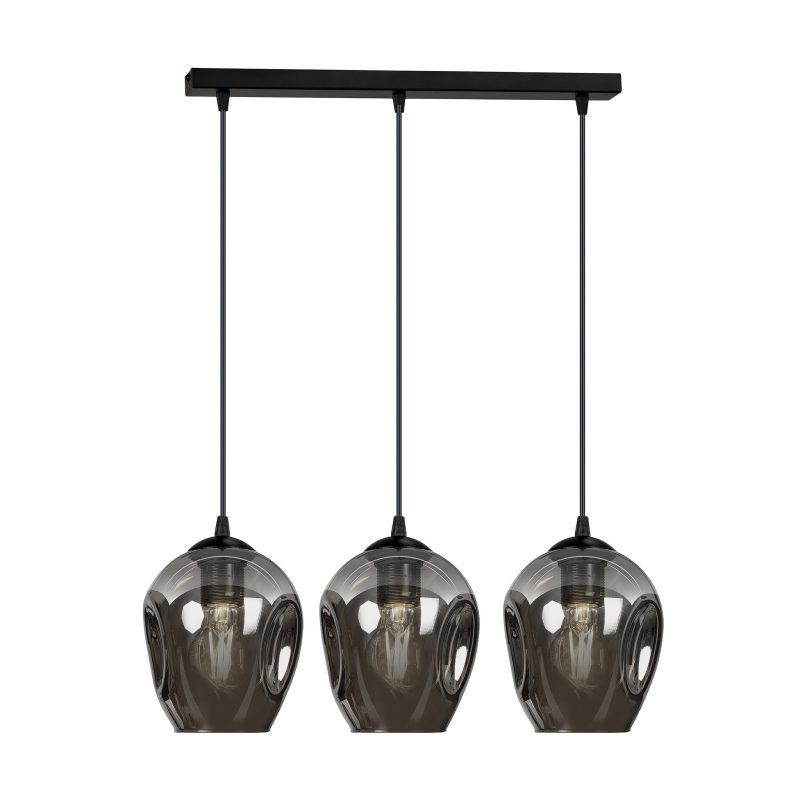 Emibig Nokia lange 3L gerookt glas hanglamp 3x E27