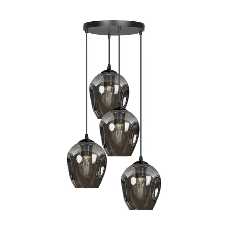 Emibig Nokia ronde 4L gerookt glas hanglamp 4x E27