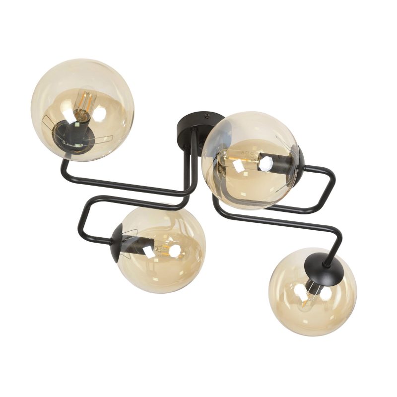 Emibig Kangasala speciale 4L lampada da soffitto nera con lampadine ambra E14