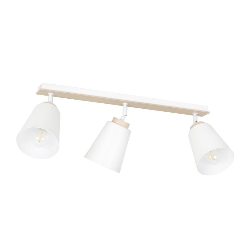 Emibig Salo 3L lampada da soffitto bianca e legno 3x E27