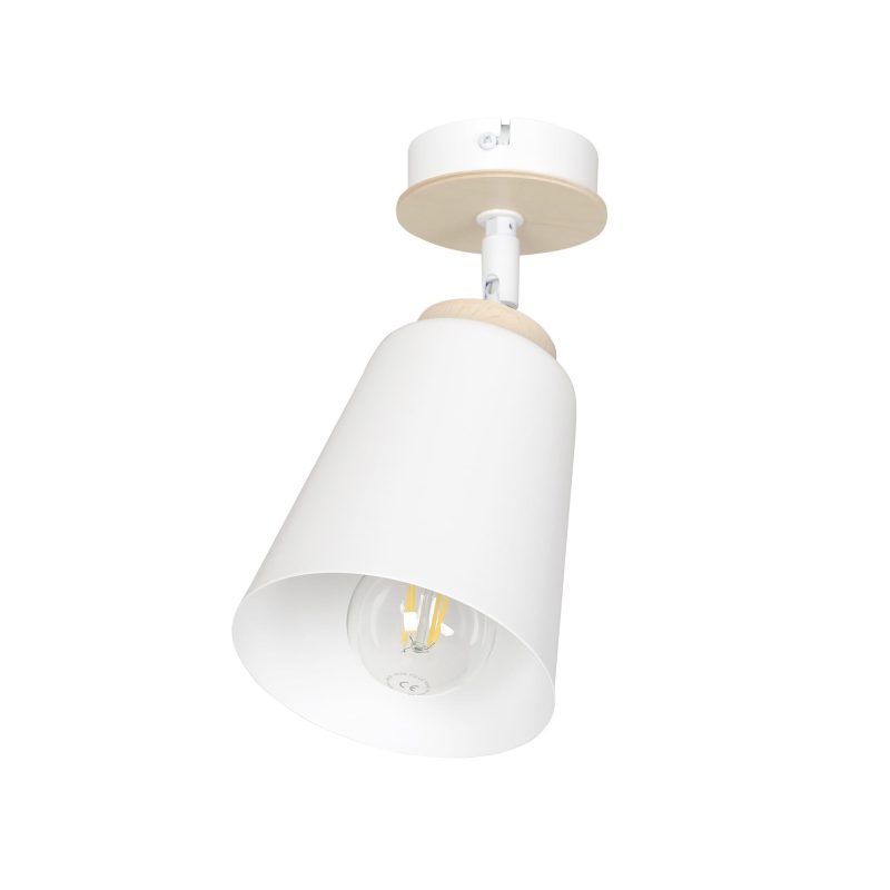 Emibig Salo lampada da soffitto bianca e legno 1x E27