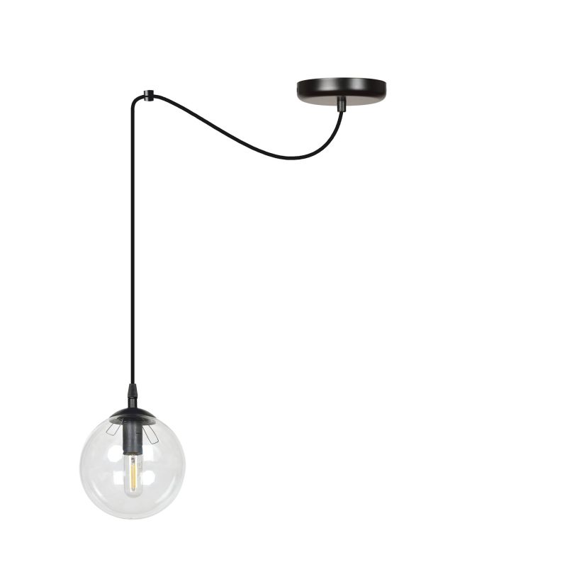Emibig Uppsala schwarze 1L Pendelleuchte transparentes Glas E14