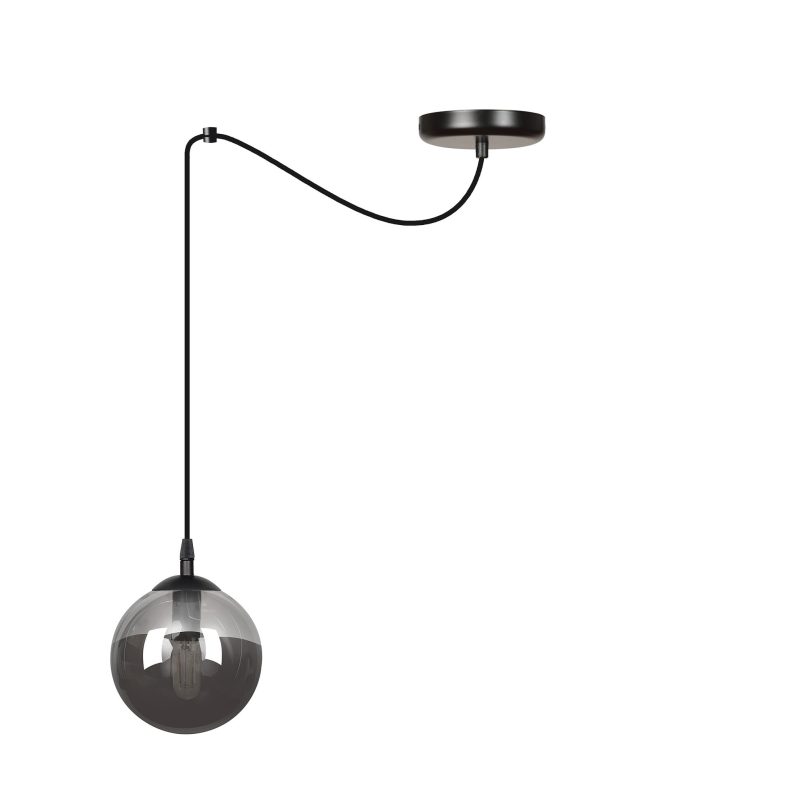 Emibig Uppsala lampada a sospensione nera completa 1L vetro fumé E14