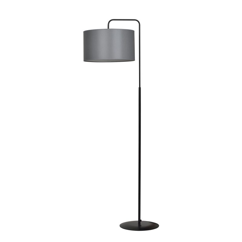 Emibig Lampada da terra Umea nera e grigia con paralume rotondo 1x E27