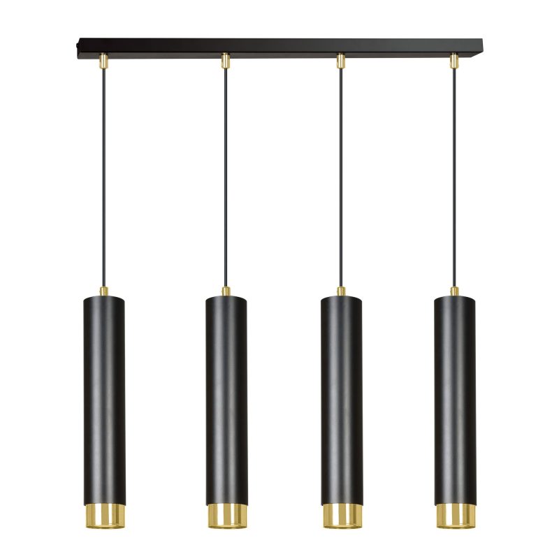 Emibig Gavle 4L lampada a sospensione nera e dorata tubi GU10