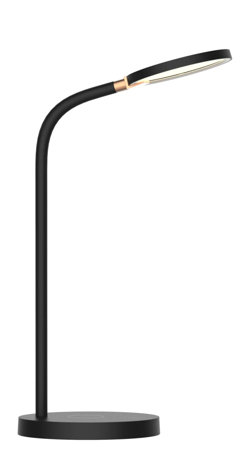 Fantasia Noni LED bureaulamp 5,5W 3-staps dimbaar, Qi-lader, zwart