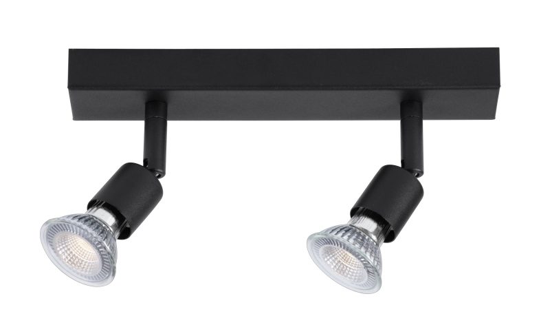 Fantasia Rune LED ceiling light with 2 GU10 spots, dimmable, black