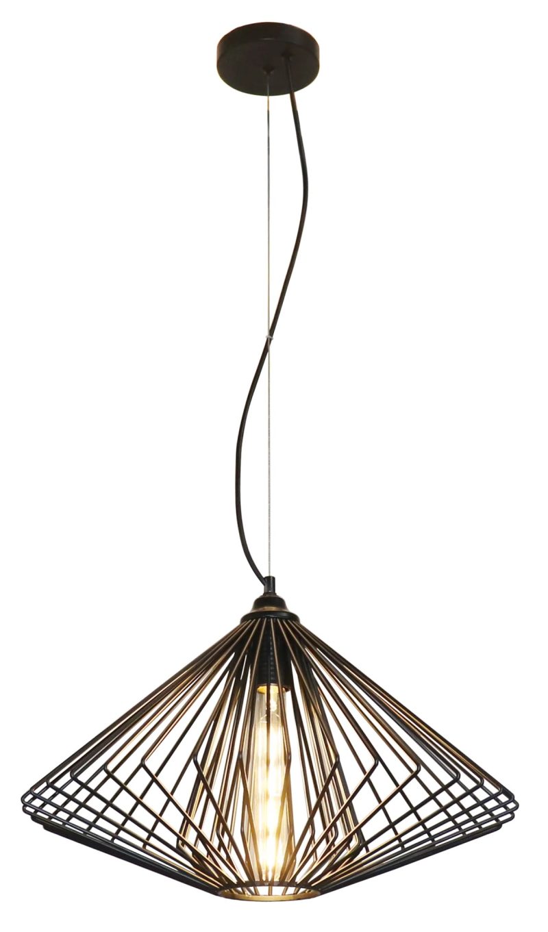 Fantasia Daxos hanglamp zwart, stalen kap Ø48cm met E27-fitting