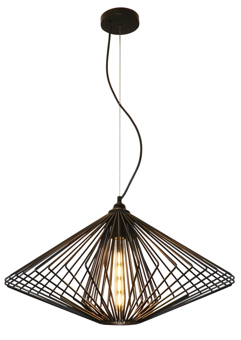 Fantasia Daxos hanglamp zwart staal, Ø60 cm, E27-fitting, IP20