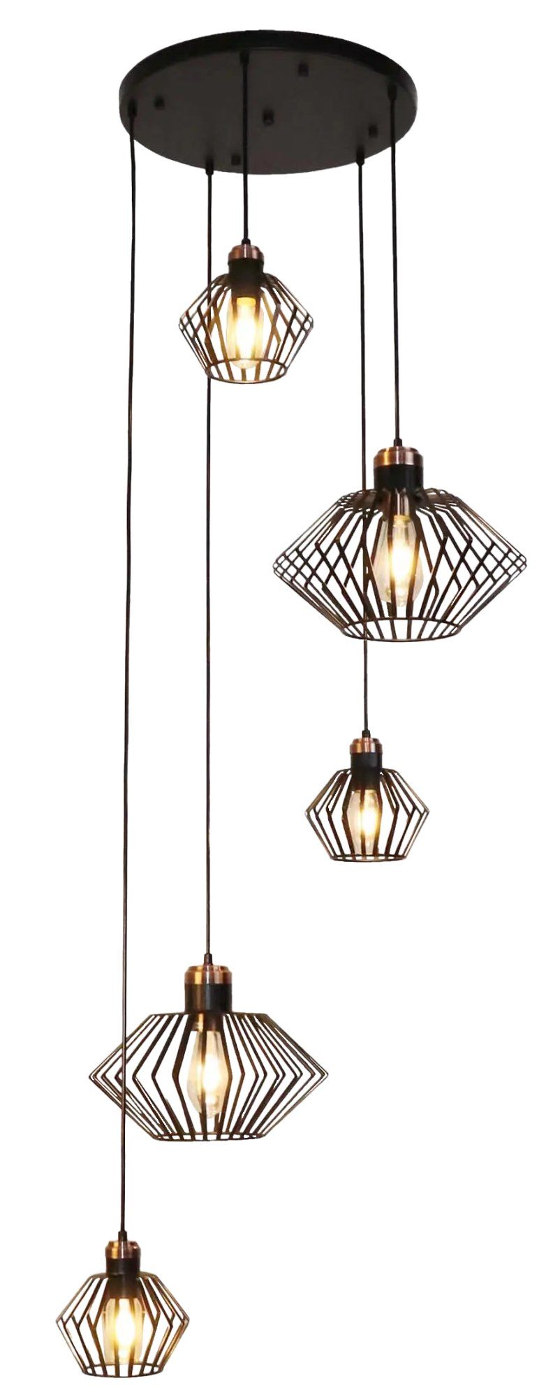 Fantasia Lampada a sospensione Shuru nero/rame, 5x E27, IP20
