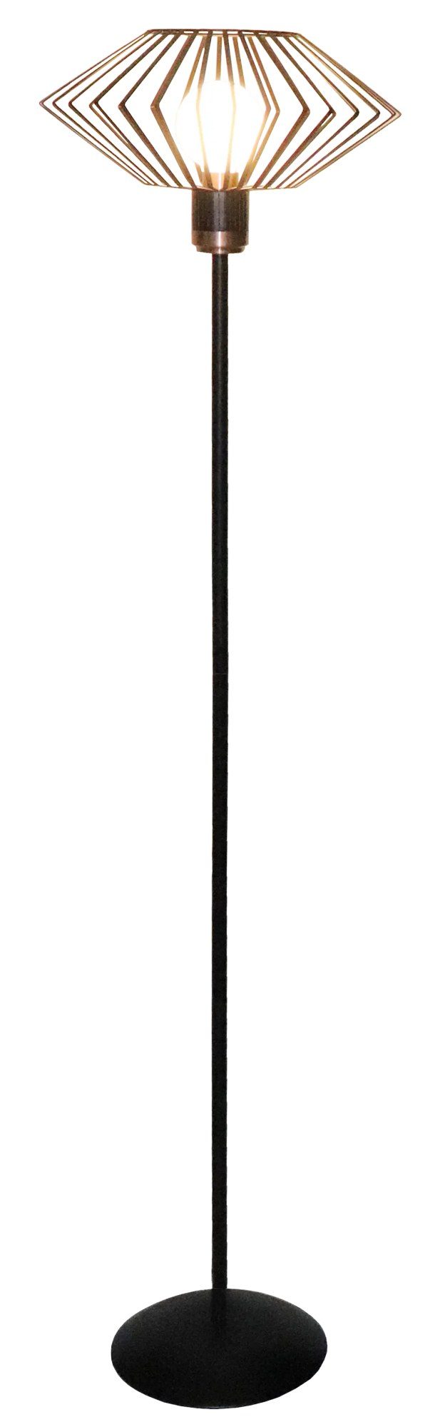 Fantasia Shuru vloerlamp zwart/koper met E27-fitting, 164 cm