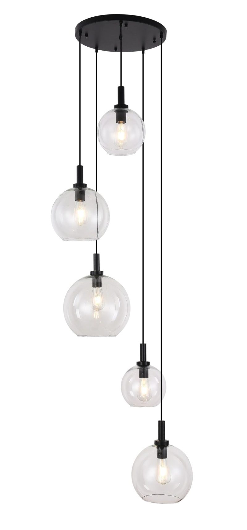 Fantasia Suspension Osira E27 5L noir, verre clair Ø400mm