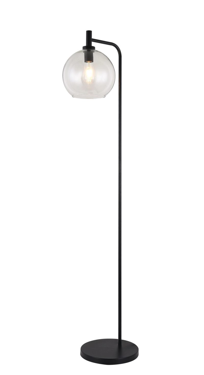 Fantasia Osira Stehleuchte E27, schwarzer Stahlrahmen, Klarglas Ø250mm