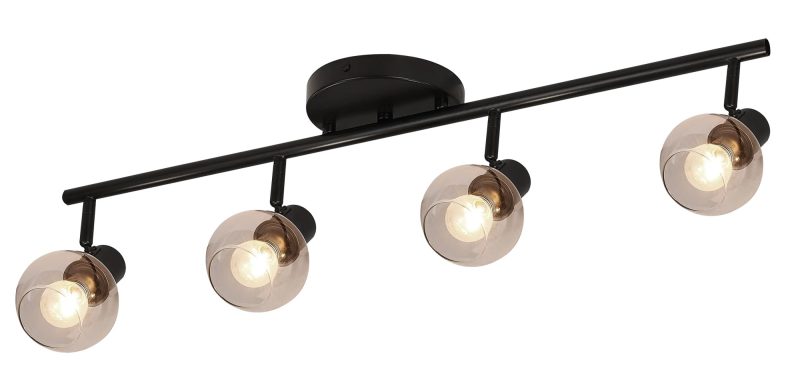 Fantasia Aris ceiling light beam 4x E14 black steel, clear glass